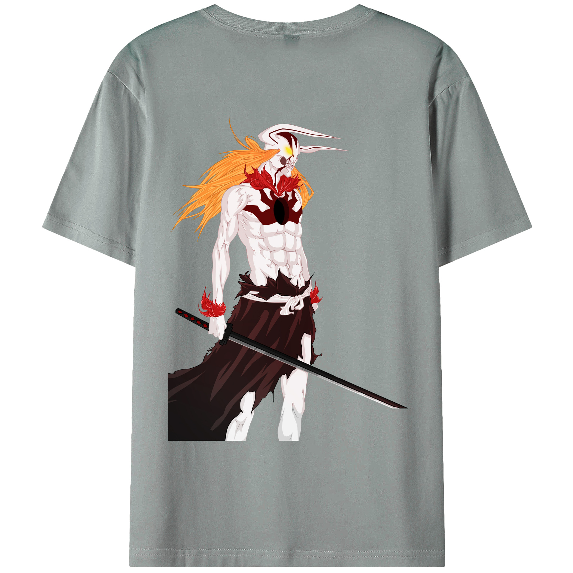 （画像用） ブリーチ 黒崎一護（くろさき いちご）BLEACH Kurosaki Ichigo 綿100％ メンズ半袖Tシャツ（バックプリント） 通気性
